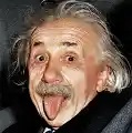 Albert Einstein sticking his tongue out